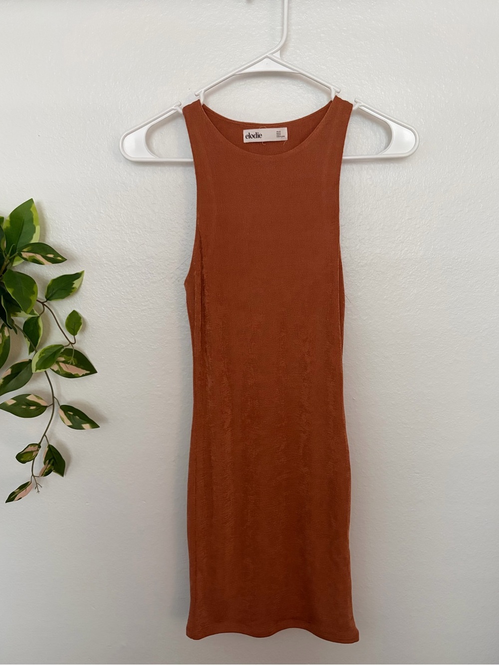Elodie Rust Colored Ribbed Bodycon Dress